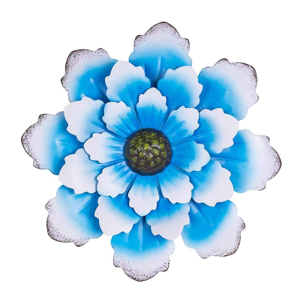 Rustic Blue Metal FLower Wall Art Hanging Wall Sculptures for Indoor or