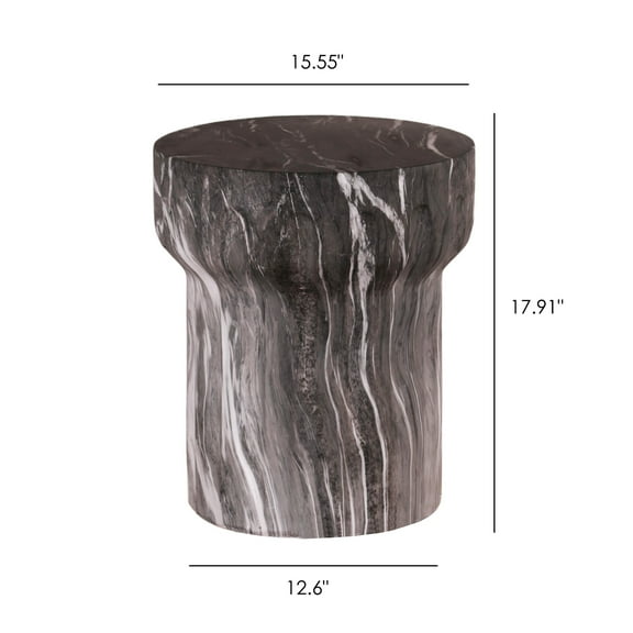 Outdoor Dining Table Cement Outdoor End Tables for Patio, GardenAccent Table Faux Terrazzo Accent Table, Modern Small Round Side Tablefor Outside, Tree Stump Garden Stool DrumTable indoor and Outdoor