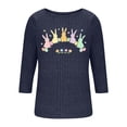thumbnail image 5 of Mifsaly Ribbed Knit Easter Shirts for Women Cute Bunny and Egg Print Tshirts Loose Tunic 3/4 Sleeve Tops Textured Relaxed Festival Basic Tee L, 5 of 7