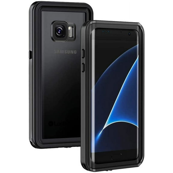 KOMI Samsung Galaxy S7 Edge Case, IP68 Waterproof Dustproof Shockproof Case with Built-in Screen Protector, Full Body Sealed Underwater Protective Clear Cover for Samsung S7 Edge (Black)