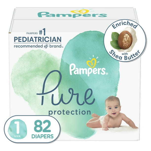 Pampers Pampers Pure Protection Natural Newborn Diapers, Size 1, 82