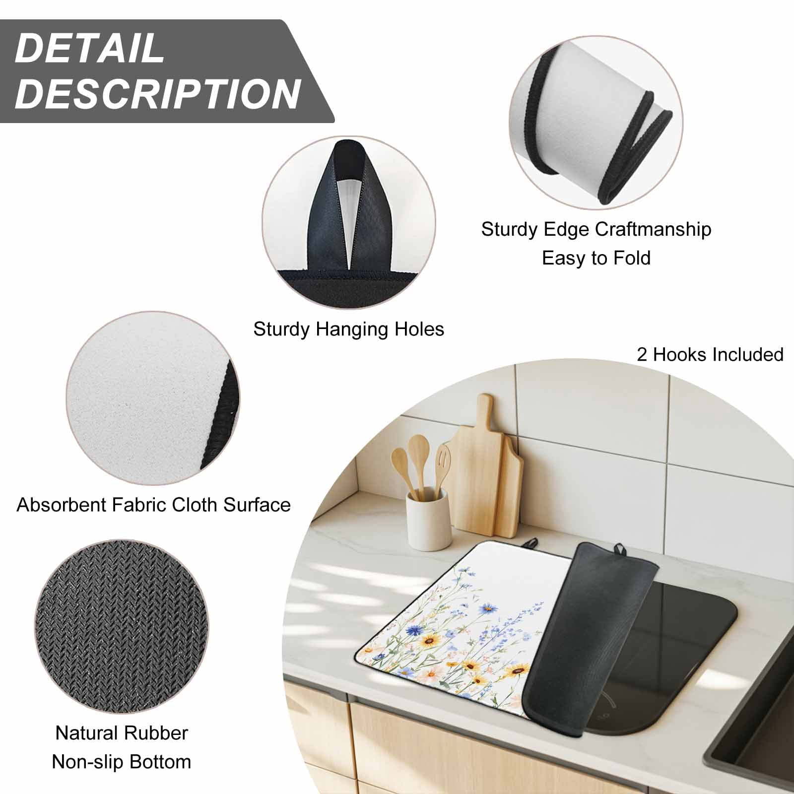 Pastoral Sunflower Stove Top Cover for Electric Stove, Heat-proof & Non Slip Glass Top Stove Cover Protector, Spring Floral Summer Botanical Kitchen Flat Cooktop Rubber Mat 24x21 Inches