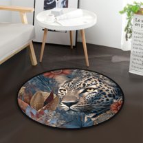 36.2 Inch Round Floor Mat Attractive Tiger Head Carpet Decor Rug for Living Room Bedroom