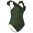 thumbnail image 3 of Hilor Women's One Piece Swimsuits Ruffled V Neck Swimwear Shirred Monokini Bathing Suit, 3 of 7