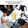 thumbnail image 6 of Bixox Men's Yellow Gingham Printed Short Sleeve Skinny Athletic T-Shirt, 6 of 6
