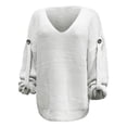 thumbnail image 7 of VISALY V Neck Pullover Sweater Knit Sweater Womens Fall Sweaters 2024 Chunky Loose Long Sleeve V Neck Oversized Casual Knit Pullover Tops Crochet Sweaters Womens Sweatshirts Women Pullover White Xl, 7 of 7