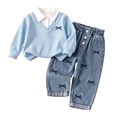 thumbnail image 6 of Curenmufel Spring Casual Attire Set for Kids Girls Long Sleeve Top Matching Denim Long Pants Everyday Outfit 4T 5T (Light Blue,4-5 Years), 6 of 9