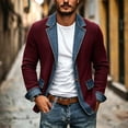 thumbnail image 5 of Raeneomay Men's Denim Knit Cardigan - Button Front Long Sleeve Jacket, 5 of 6
