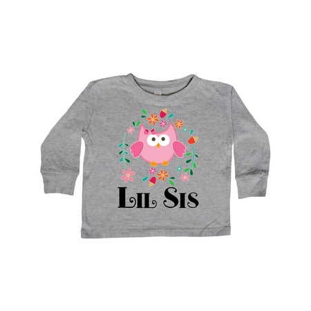 

Inktastic Lil Sis Girls Owl Sister Announcement Gift Toddler Toddler Girl Long Sleeve T-Shirt