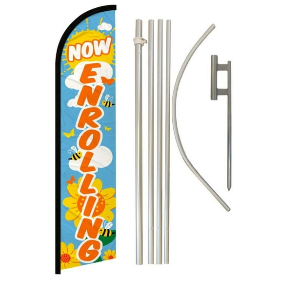 Now Enrolling Windless Banner Flag & Pole Kit