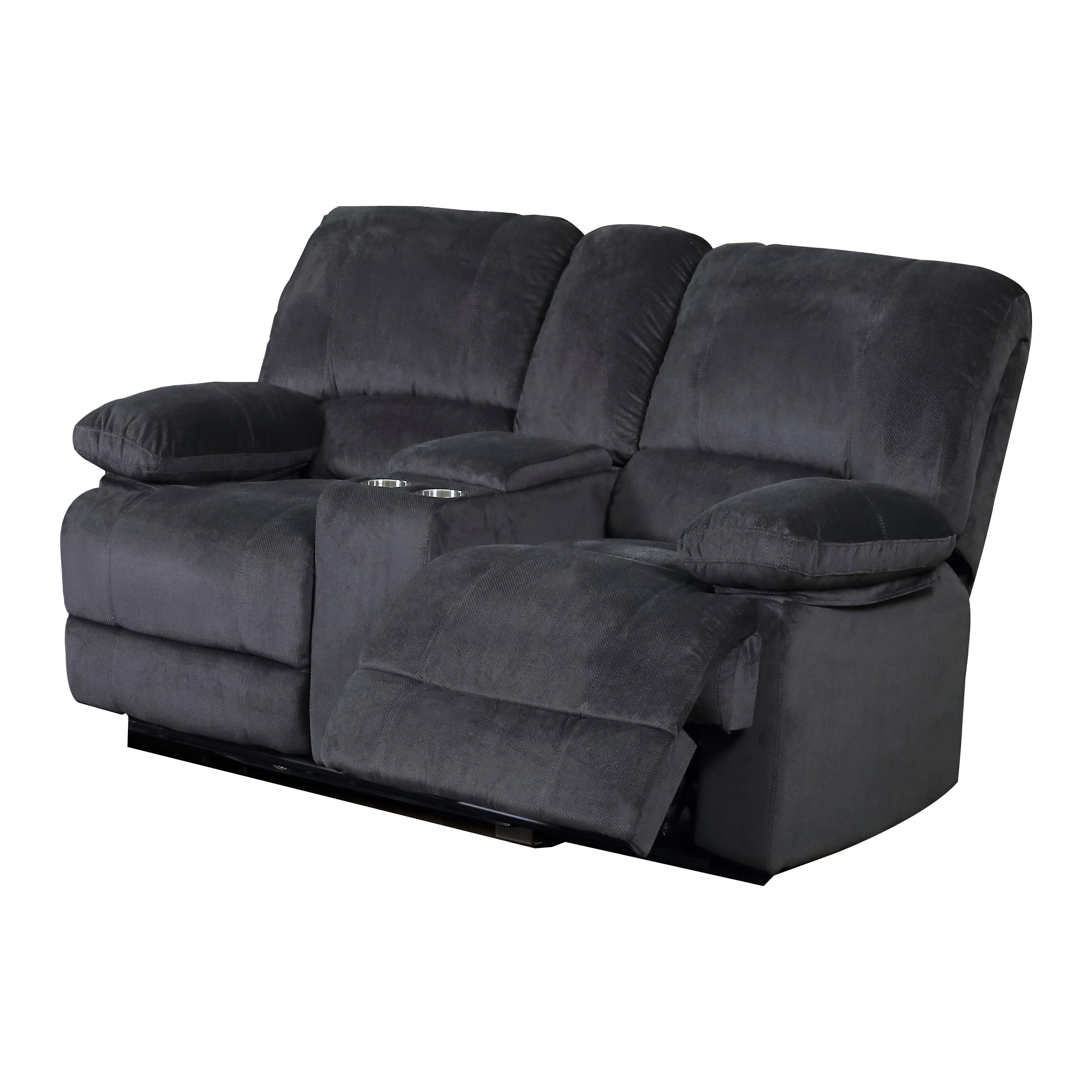 AC Pacific Kevin Grey Reclining Living Room2-Seat Love Seat with Console