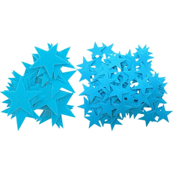 Playfully Ever After 1.5 and 3 inch Combo Size Felt Star Stickers 46pc (Light Blue)