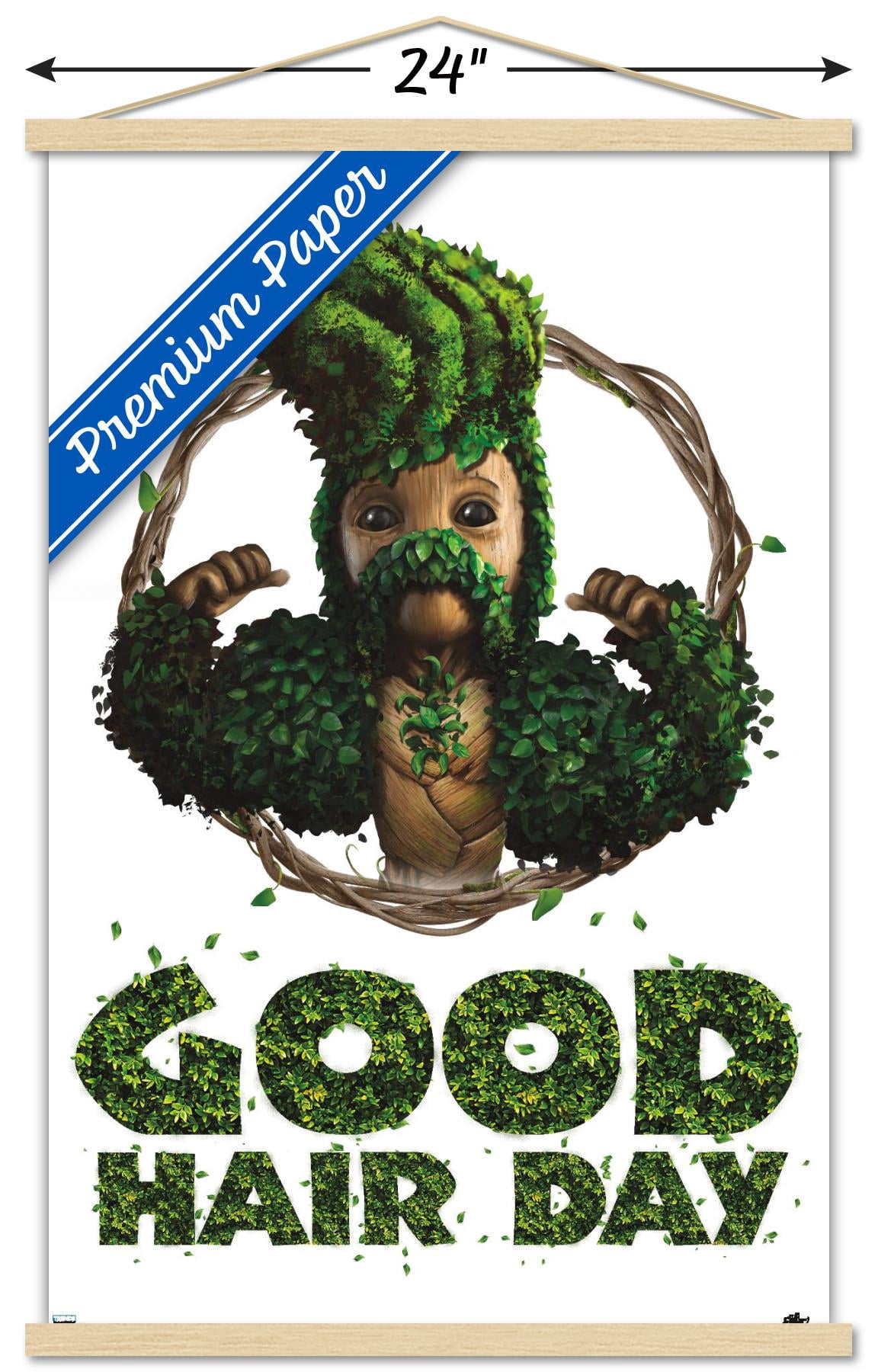 Marvel I Am Groot - Good Hair Day Wall Poster with Magnetic Frame, 22.375" x 34"