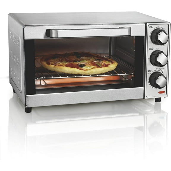 Countertop Toaster Oven & Pizza Maker Large 4-Slice Capacity, Stainless Steel