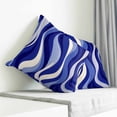 thumbnail image 3 of Blue Moire Pillow Covers 18x18 Inch Decorative Throw Pillow Cover, Classic Modern Abstract Art Elegant Sofa Pillowcases Accent Cushion Case Home Decor Bedroom Living Room, 3 of 6