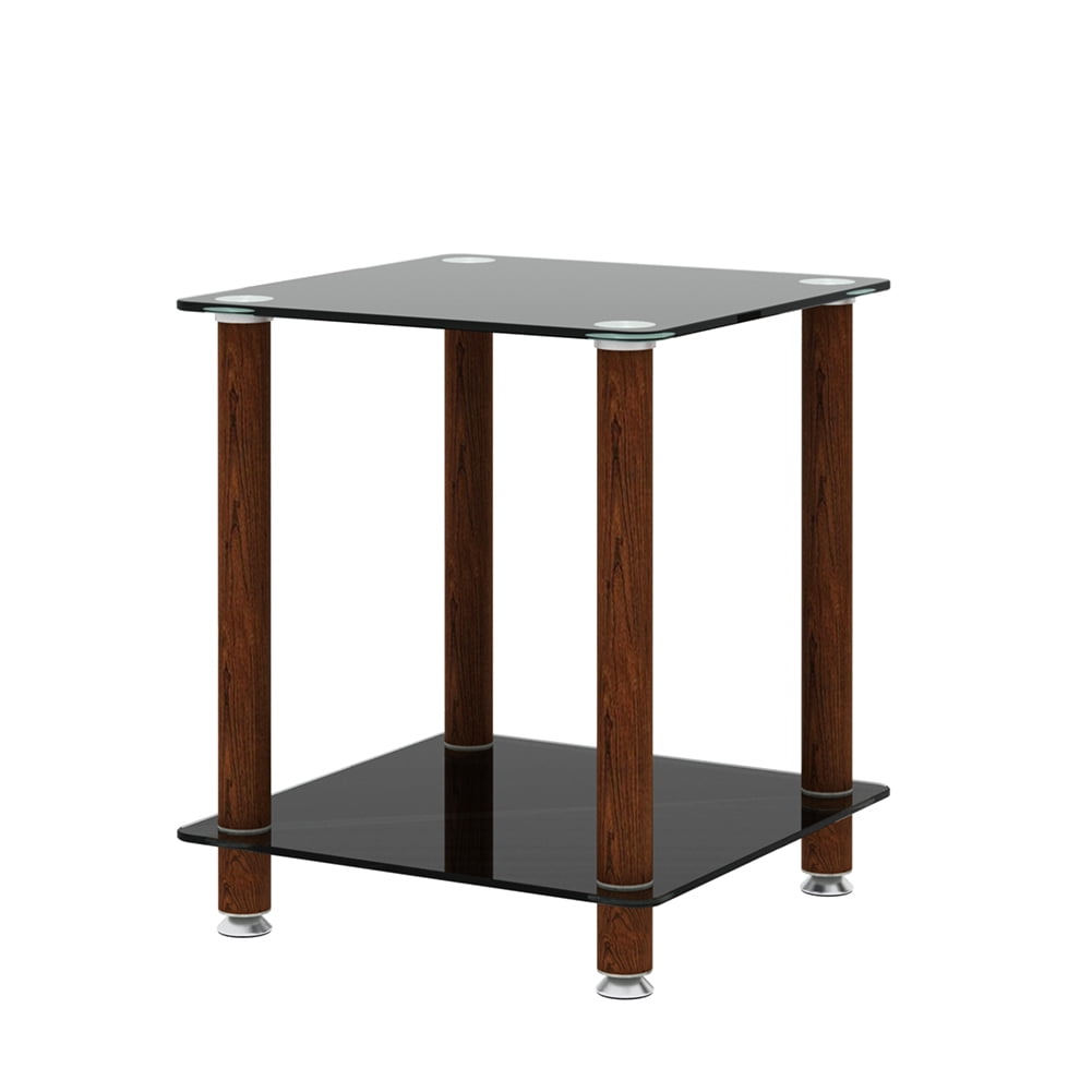 Kadyn End Table, 2-Tier Bedside Table with Storage Shelve, Side Table for Living Room Bedroom, Black + Walnut Kadyn End Table, 2-Tier Bedside Table with Storage Shelve, Side Table for Living Room Bedroom, Black + Walnut