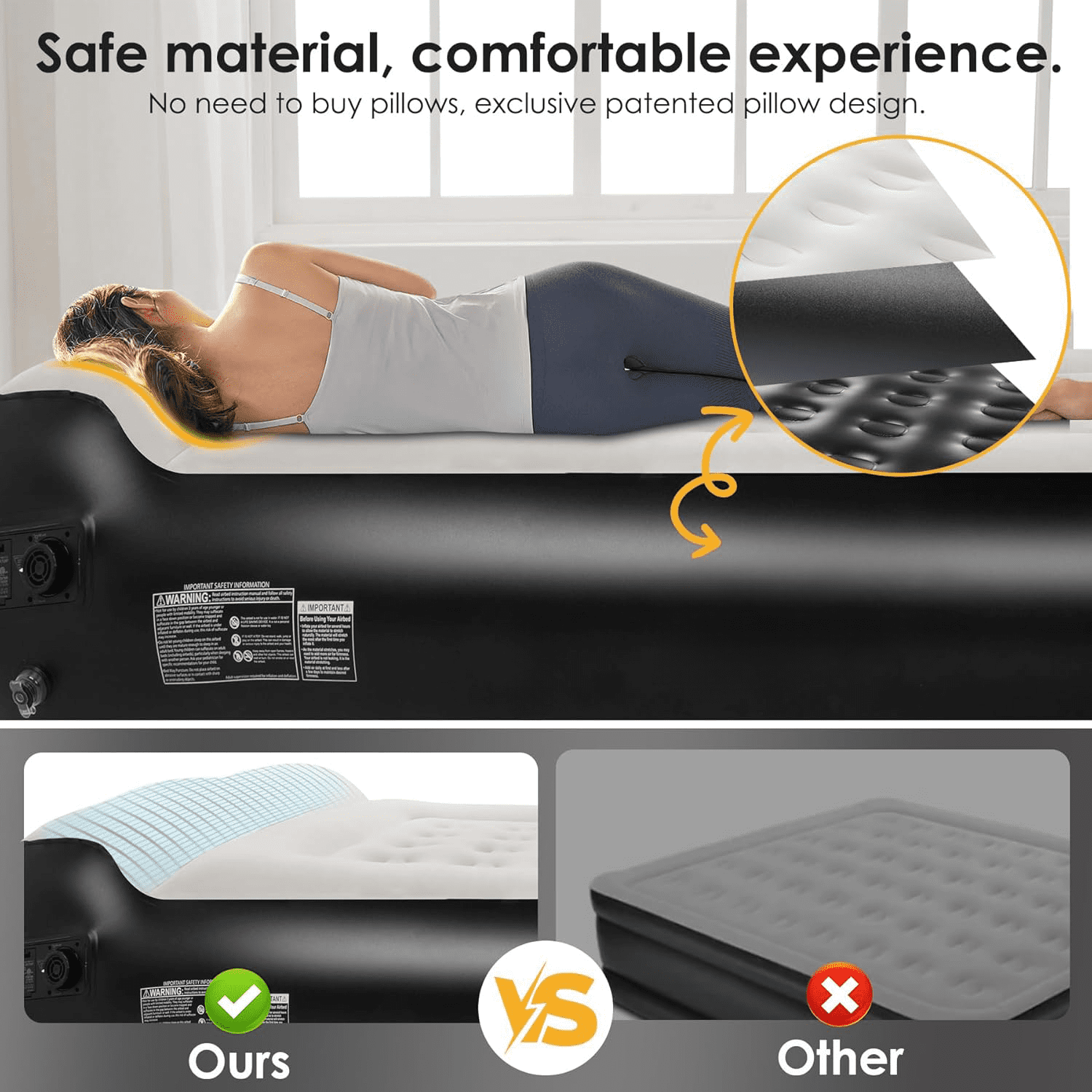 SBUSFGT Full Air Mattress with Built in Pump 16" Raised Inflatable Air Bed, 660LBS Heavy-Duty Support Portable Mattress for Camping, Guest Rooms & Home Use, Leak-Proof Design with Repair Kit