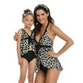 thumbnail image 1 of Mommy and Me Halter Ruffle Swimsuit Leaf Print High Waisted Adjustable Straps Family Matching Bikini Set, 1 of 4