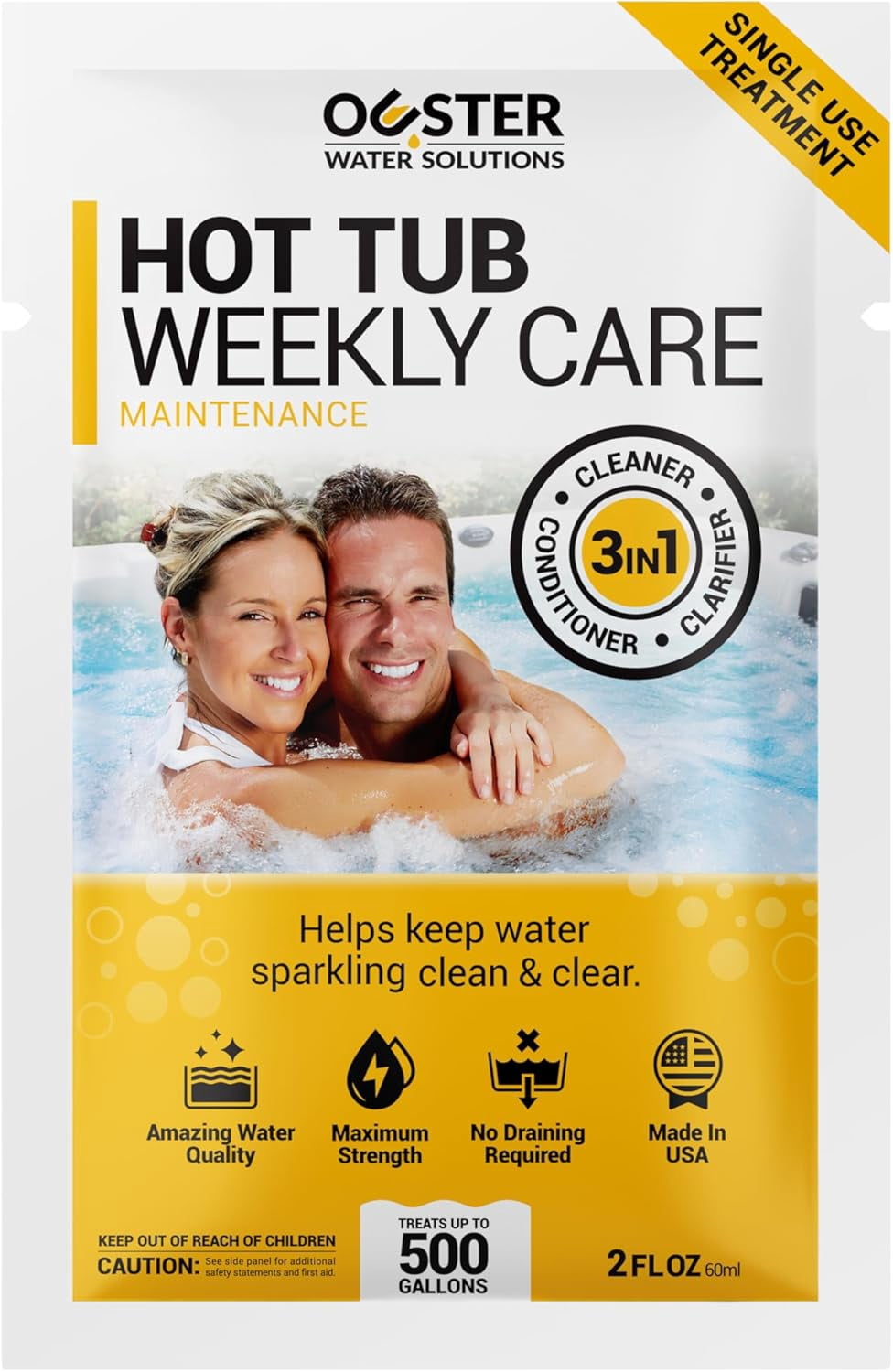 3in1 Weekly Hot Tub Cleaner, Conditioner, Clarifier - Chemicals for Standard & Inflatable Spas Spa Crystal Clear Sparkling Clean Water Made in USA (4 Week Kit)