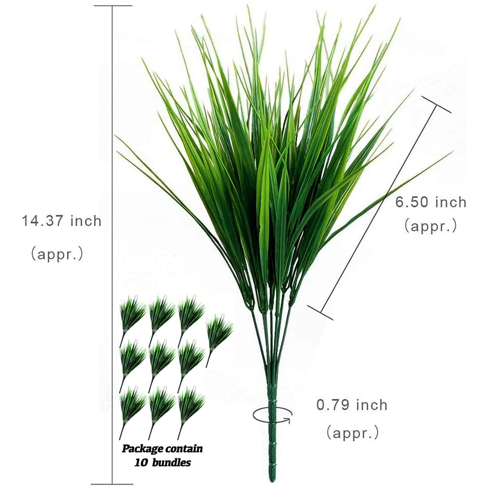 8 Pcs Artificial Outdoor Plants, Plastic Greenery Shrubs Wheat Grass 贈答