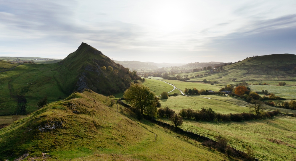 Elevated view of a landscape from Chrome Hill Peak District Derbyshire England Poster Print ...