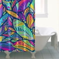 thumbnail image 4 of Boho Floral Shower Curtain 72x72 Inches - Tropical Leaves, Vintage Botanical Print, Waterproof Fabric for Chic Bathroom Decor, Modern Farmhouse & Bohemian Style, 4 of 5