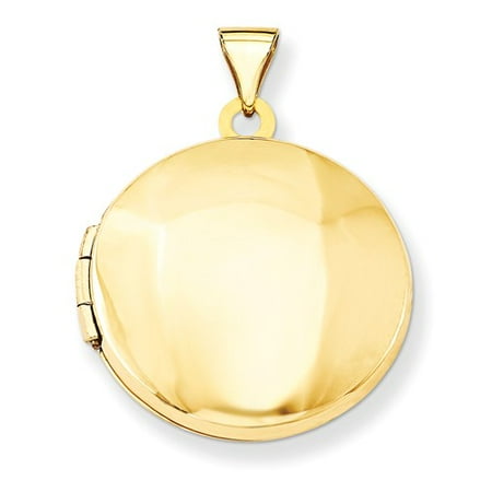14k Yellow Gold 20mm Round Plain Flat Locket