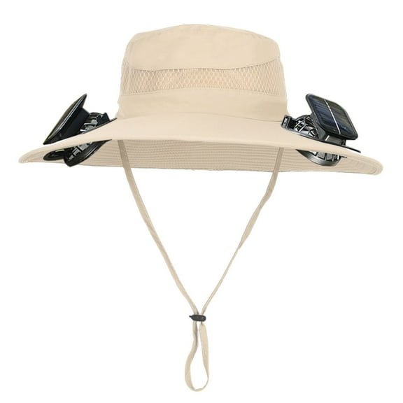 KANCOKIT Fan Hat, 3 Speed Sun Hat with Fan, Waterproof Breathable Solar Powered Fan Hat UPF 50  for Men and Women, Khaki