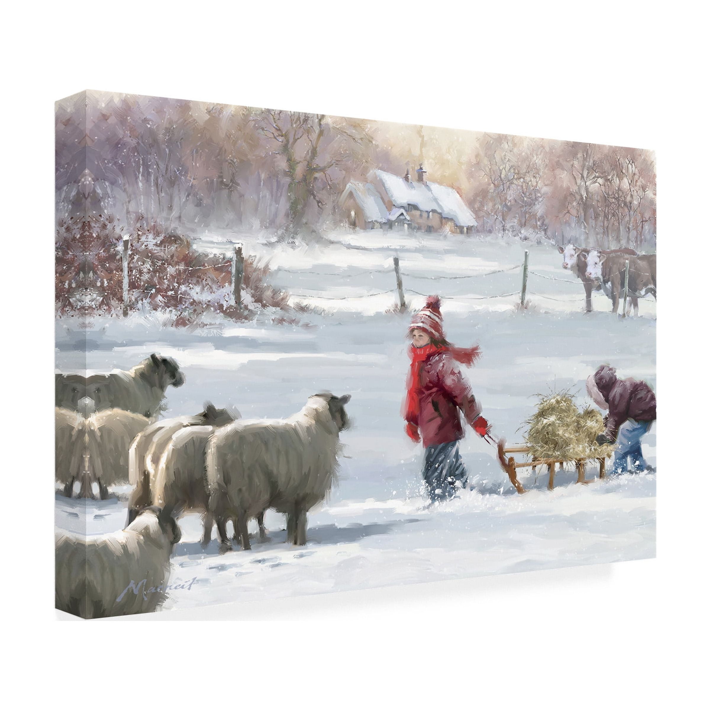 The Macneil Studio 'Feeding Sheep' Canvas Art