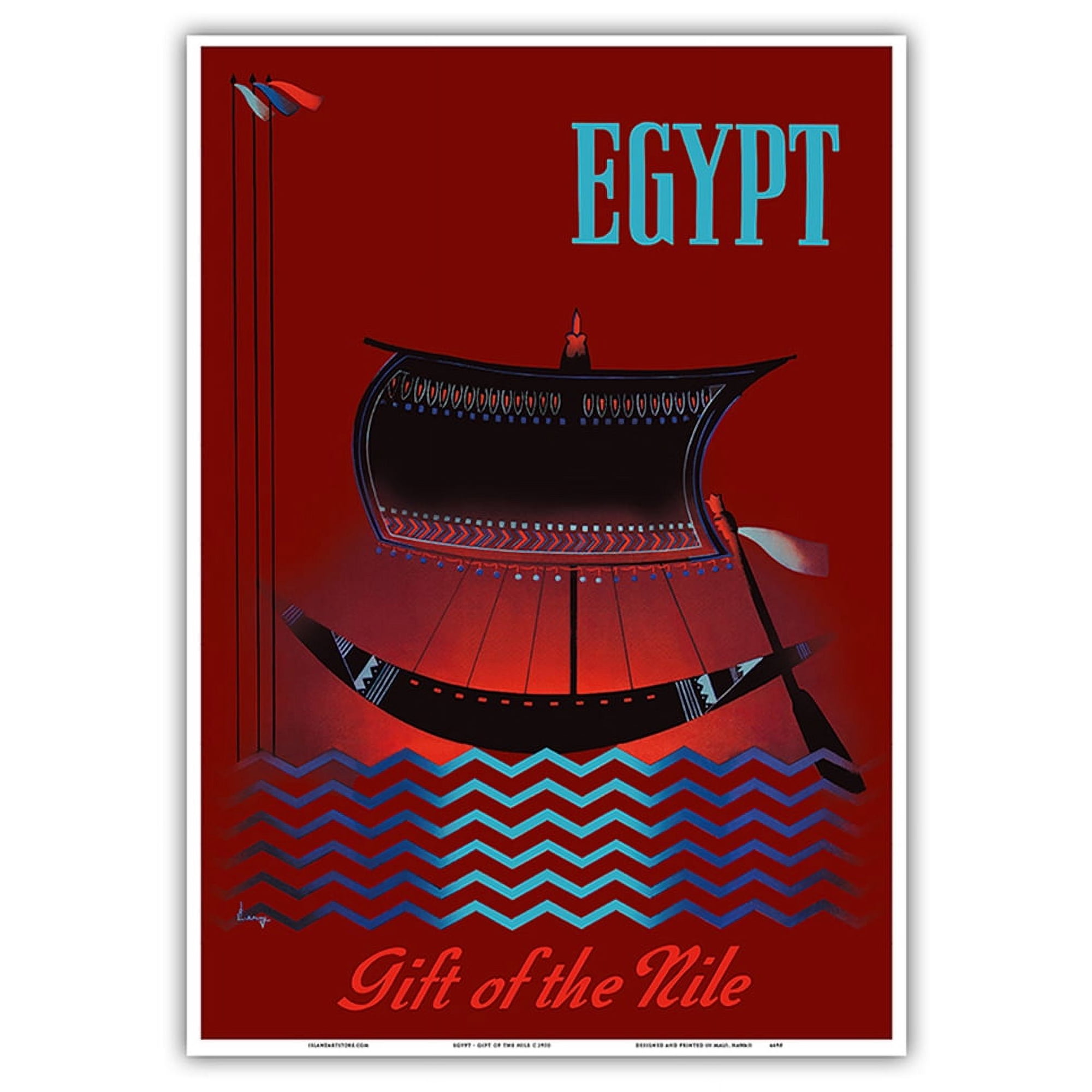 Egypt - Gift of the Nile - Ancient Egyptian Solar Boat - Vintage Travel Poster c.1950 - Master Art Print 10in x 14in