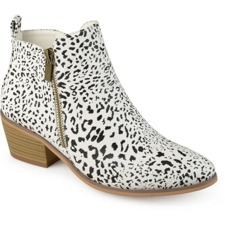 Ladybug Booties - Brinley Co. Women's Faux Leather Stacked Heel Side Zip Booties