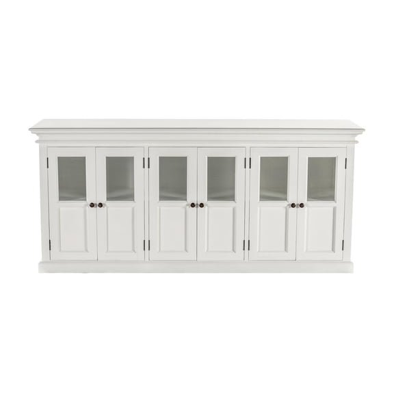 NovaSolo Halifax Mahogany Wood Buffet with 6 Glass Doors in White