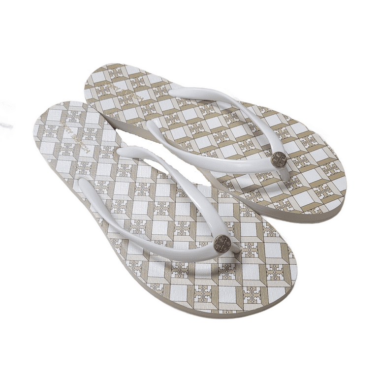 Tory burch beige flip flops sale