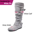 thumbnail image 3 of Love Steetly Women's Extra Wide Calf Knee High Boots, Slouchy Double Buckle Flat Fall Winter Boots., 3 of 7