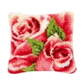 thumbnail image 1 of veasfak Housse de Coussin avec Loquet Crochet Fabrication 17x17 Pouces Fleur Rose, 1 of 8