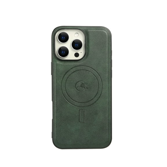 For iPhone 13 Pro Max Case Cover, Retro PU Leather Magnetic Case [Compatible with Magsafe] Drop Protection Slim Fit Bumper Phone Case for Women Men, Green