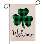 Newhomestyle St. Patrick's Day Garden Flag 12 x 18 inch Double-sided Lucky Clovers Welcome Garden Flag for St. Patrick’s Day Summer Yard Garden