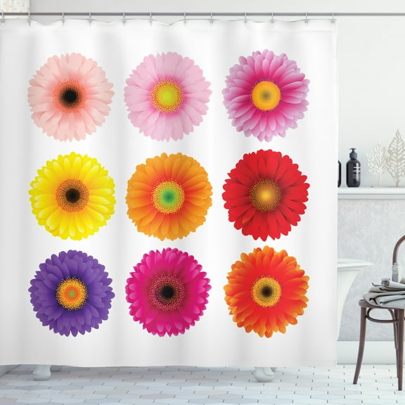 Ambesonne Gerber Daisy Shower Curtain, Botany Garden Plants, 69"Wx84"L, Multicolor