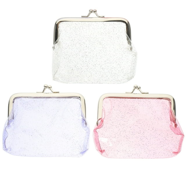 3pcs Clear Coin Purse Transparent Clasp Design Change Purse for Women