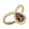 thumbnail image 2 of Delicate Tear Drop 7X5mm Pear Smoky Quartz 925 Sterling Silver Gold Vermeil Solitaire Valentines Day Gifts Ring, 2 of 3