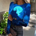 thumbnail image 2 of Akmaiox Halloween Long Sleeve Shirt for Women, Printed Crew Neck Slim Fitted Pullover Going Out Tops, Soft Knitted Holiday Base Layer Blouses, 2 of 6
