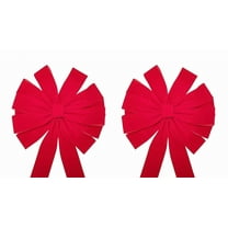 Red Velvet Outdoor Christmas Bows by Old Glory Bunting. 2/Pack 12 Loop Plain Edge Xmas Holiday Bows Home Decor - 13" Bow with 24" Tail. free Shipping Available!
