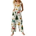 thumbnail image 6 of Women's Casual Loose Jumpsuit with Christmas Print, Army Green, Size L, 6 of 6