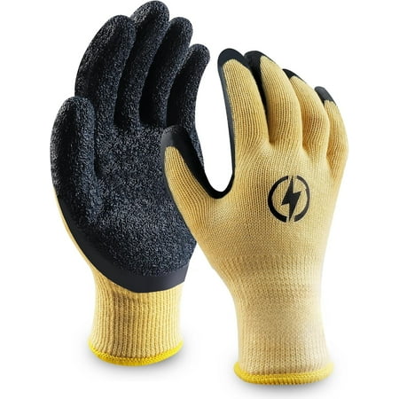 Insulated Electrician Gloves 400V High Voltage Resistant Gloves Flame Retardant Work Gloves, Electrical Rubber Non-slip Texture Design Gloves for Electricians Prevent Shock,(2pairs,yellow)