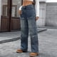 thumbnail image 5 of TaTaai Women Solid Color Straight Leg Denim Cargo Pants Multi Pockets Button Design Casual Fashion Jeans Durable Machine Washable Non See-through Daily Outdoor Street Wear Gift, 5 of 6