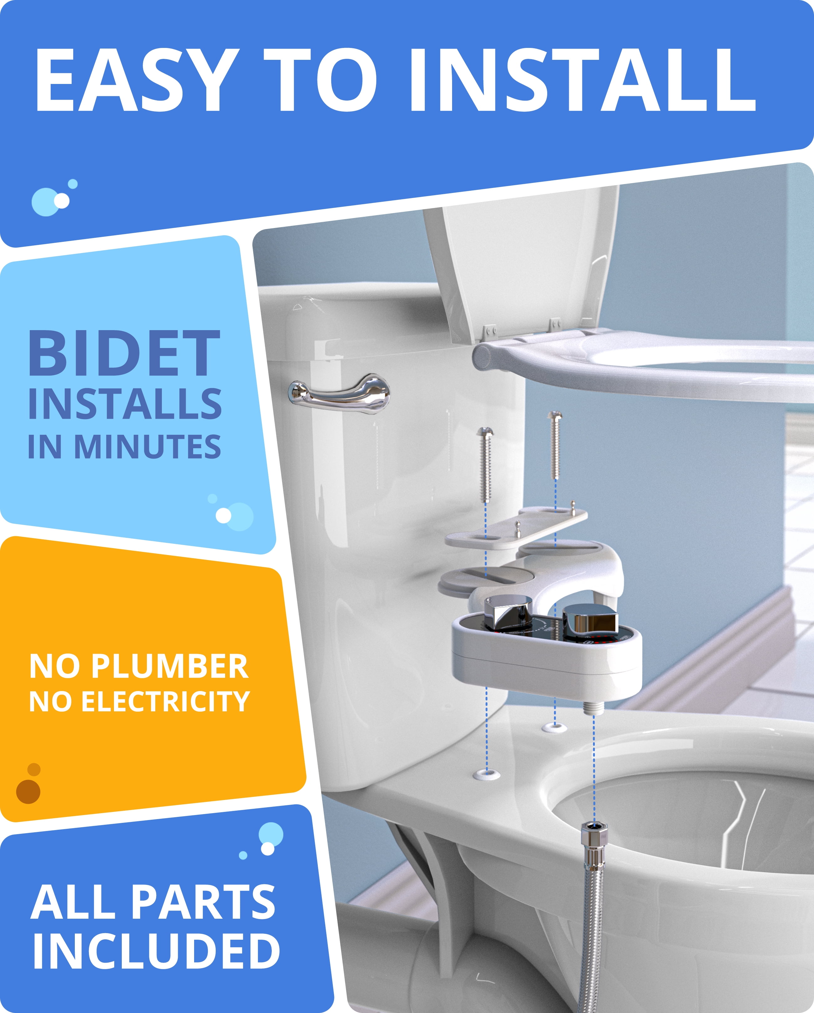 Clear Rear Bidet - 2 Pack, Easy Install