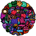 thumbnail image 2 of 50 hojas de pegatinas creativas de grafiti de neón, pegatinas impermeables para cubierta de carrito de coche y portátil, 2 of 6