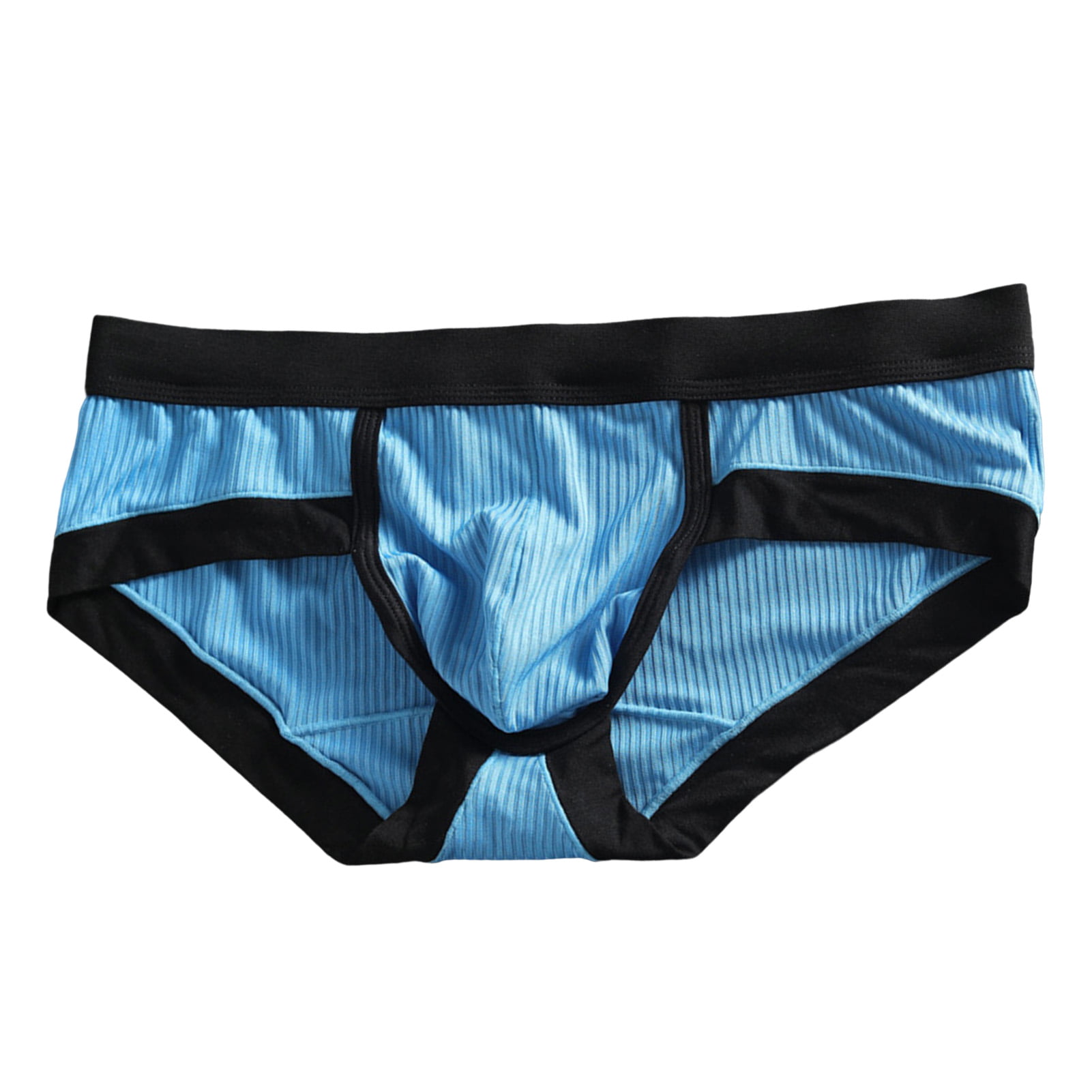 rygai Men Thin Breathable Seamless Bulge Pouch Boxers Briefs  Underwear,Light Blue L