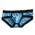 thumbnail image 2 of rygai Men Briefs Butt Lifting Big Pouch Low Rise Elastic Close Fit Underwear Sexy Contrast Color Sweat Absorption Underpants Panties Men Clothing,Blue,3XL, 2 of 8