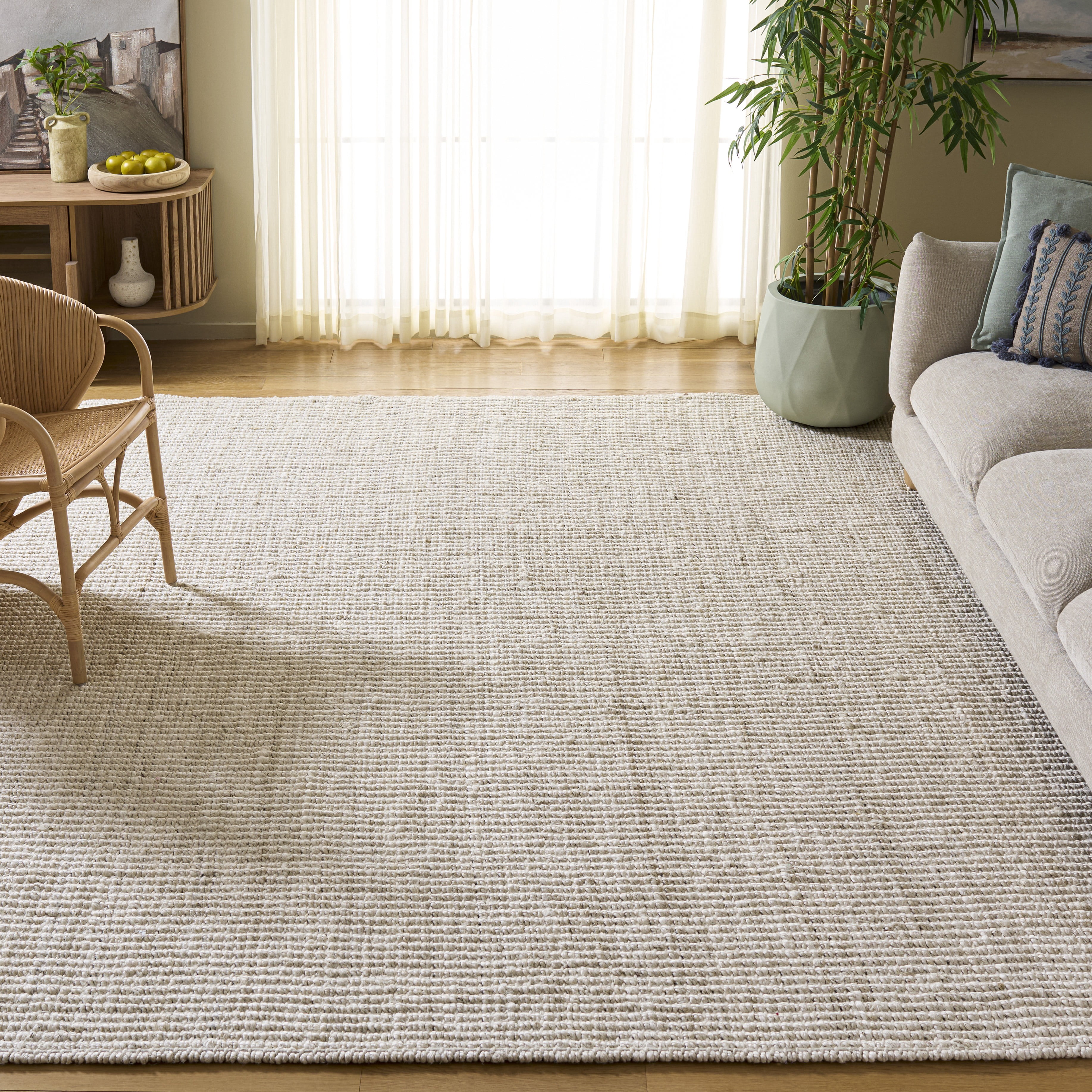 Safavieh Natural Fiber Delmar Solid Area Rug, Bleach/Ivory, 9' x 9' Square